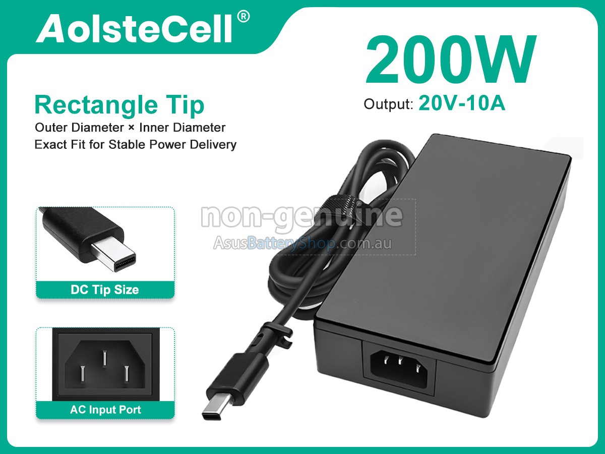 Asus 20V 10A 200W RECTANGLE CONN adapter replacement