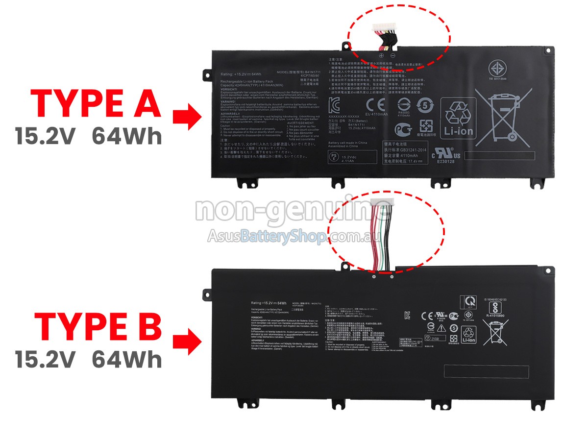15.2V 64Wh Asus B41N1711 battery replacement